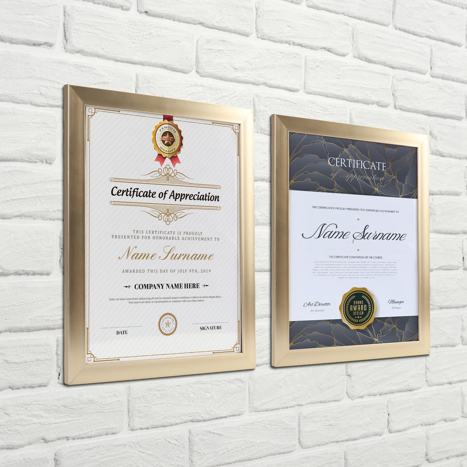 Giftgarden 8.5x11 Picture Frame Gold Set of 12, Multi Modern 8.5 x 11 Frames Bulk for Award Certificate Document Diploma, Wall o